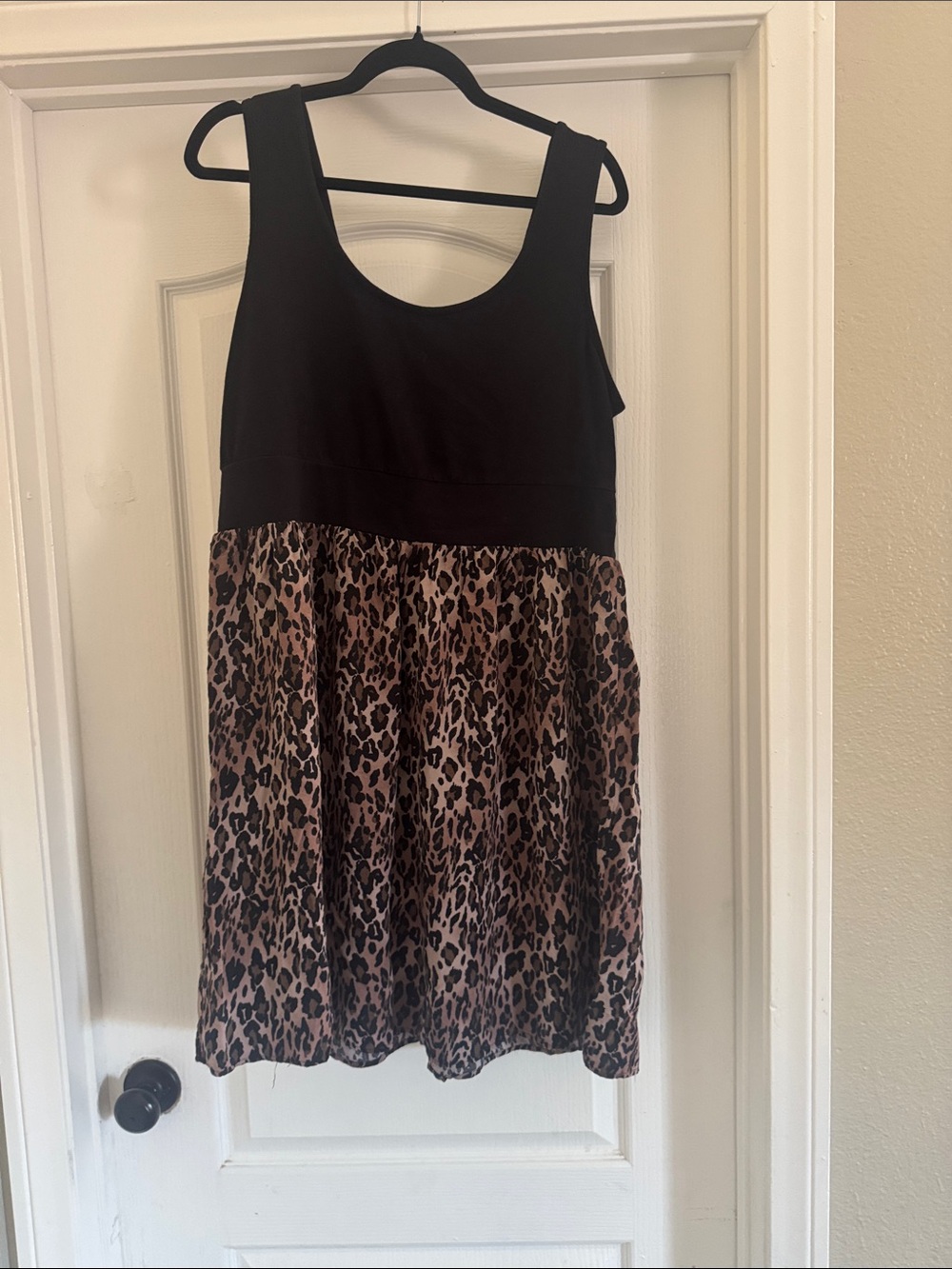 torrid Black Tank Top with Brown Leopard Print Skirt Mini Dress